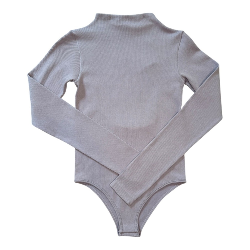 Zara Ribbed Bodysuit Mock Neck Long Sleeve‎ Lavender Purple XS Small NWT - Picture 2 of 4